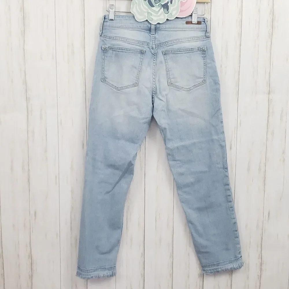Pilcro & The Letterpress Hyphen Boyfriend Cropped Jeans Raw Hem Size 25 - Picture 10 of 11